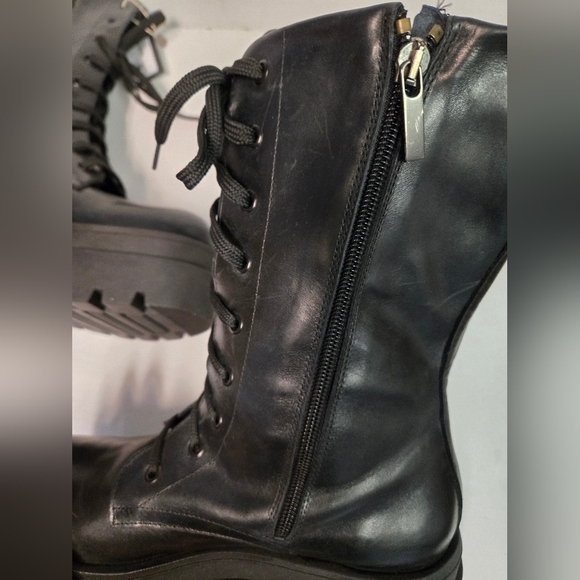 Nila & nila platform lace up woman's black boots size 40 combat grunge fall moto - Picture 8 of 17